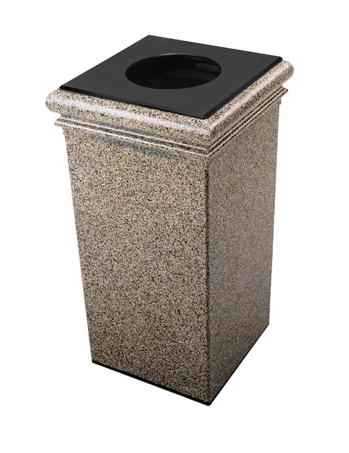 30 Gallon StoneTec Concrete Fiberglass Decorative Trash Can Riverstone