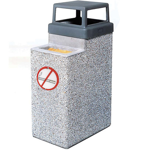 10 Gallon Concrete Ash Trash Outdoor Waste Container TF2075 with Logo