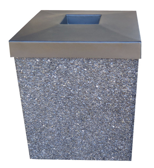 40 Gallon Open Top Outdoor Concrete Garbage Can Pepper