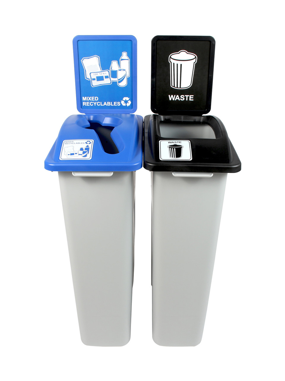 46 Gal. Simple Sort Skinny Trash Can Recycle Bin Combo 810503724