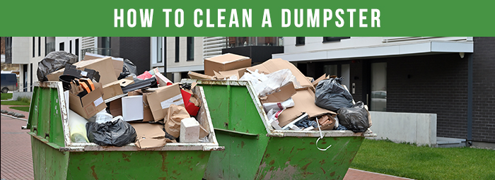 Single Big Green Plastic Dumpster Full Of Trash In A Dirty Yard