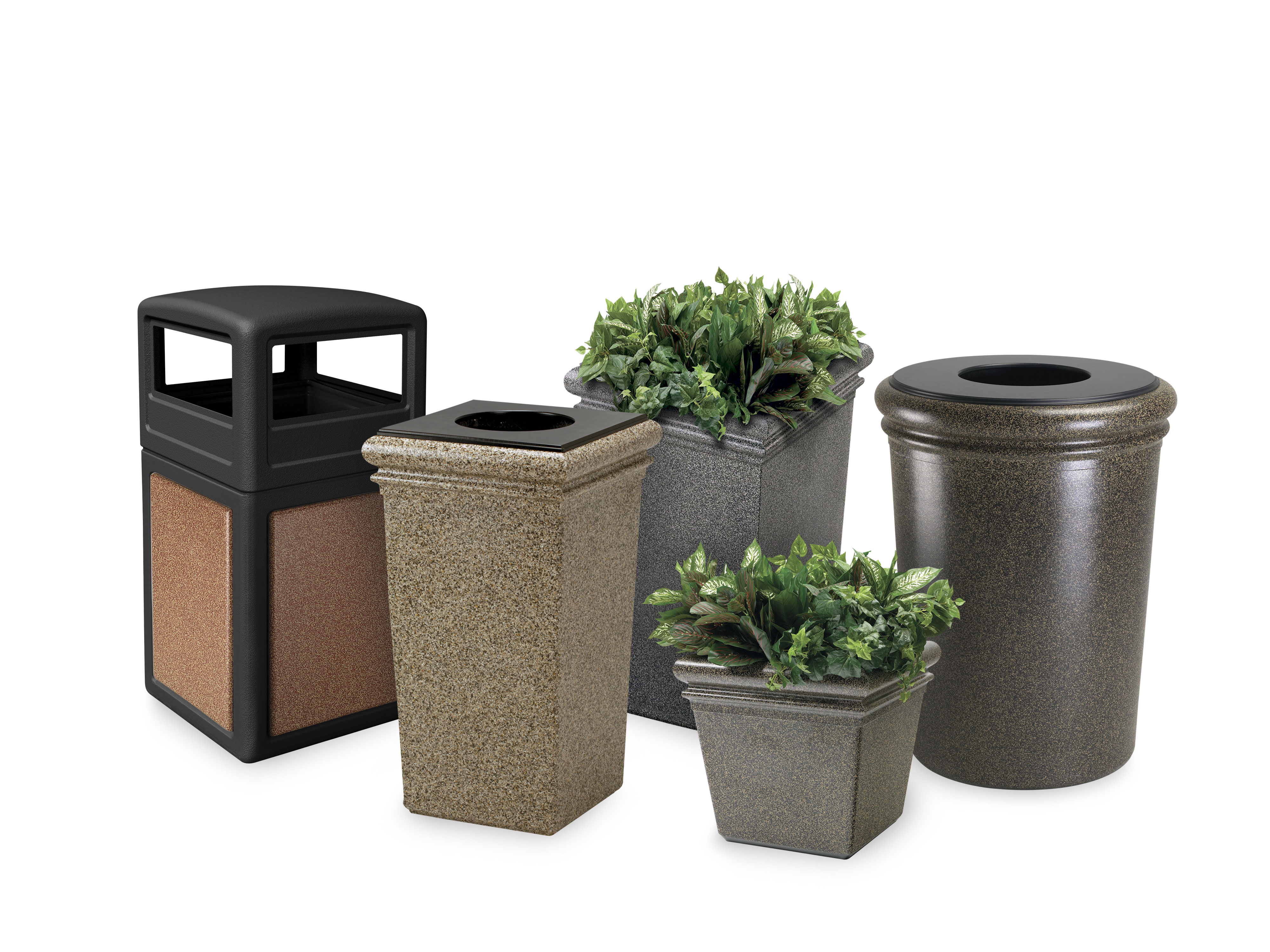 42 Gal. StoneTec Stone Panel Trash Can with Dome Lid 72041199 (6