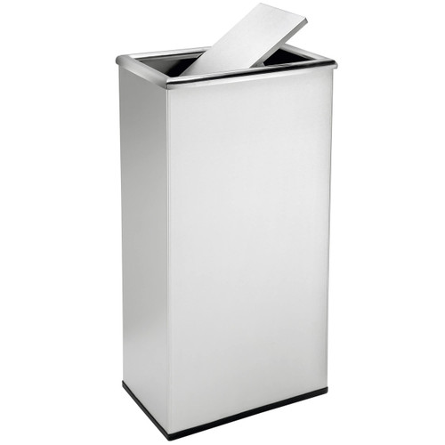 13 Gal. Rectangular Swivel Lid Stainless Trash Can Precision