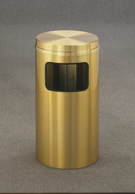 Brass Flat Top Trash Can w/Plastic Liner