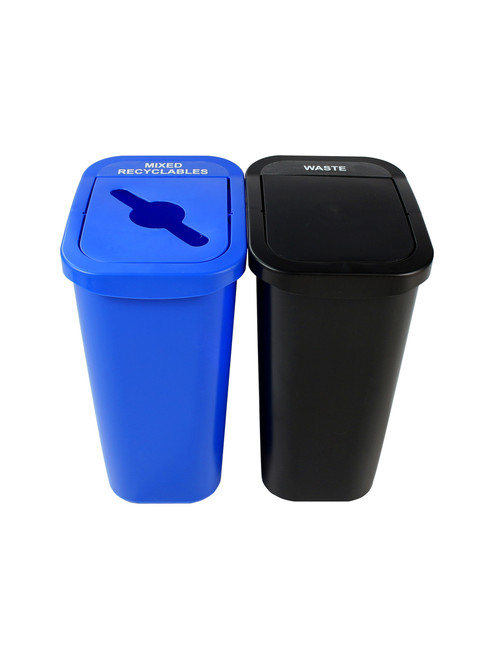 30 Gallon Billi Box Triple Trash Can Recycle Bin Center 8102031-444 (Mixed  Swing, Organics Swing, Waste Swing)