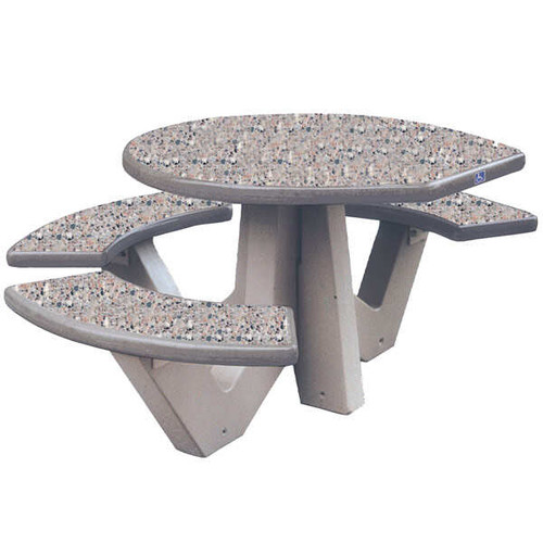 Concrete Picnic Table with Umbrella Insert Wheelchair Accessible