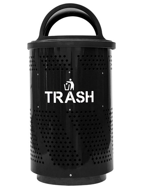 51 Gal. Perforated Painted Steel Outdoor Trash Can ARENA-X51 T BLK