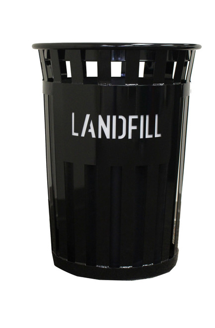 36 Gal. Eco Series M3601LF-BK Black Trash Can with LANDFILL Laser