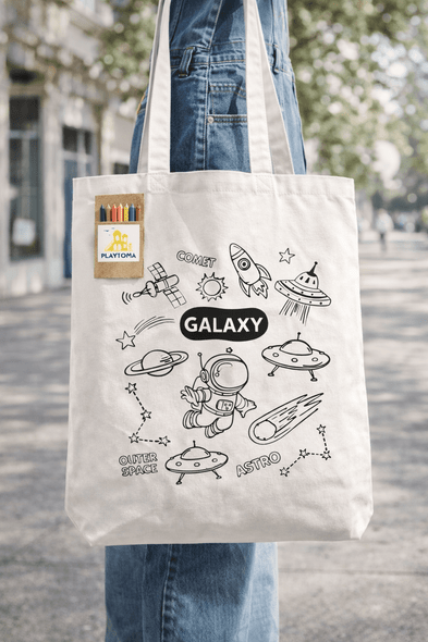 Colouring Long Handle Cotton Bag & Pencils