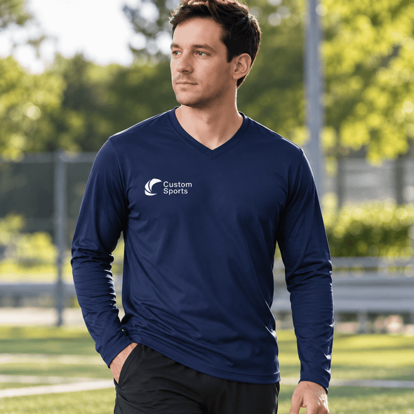 Unisex Adults RPET Sublimated V-Neck Long Sleeves Shirt