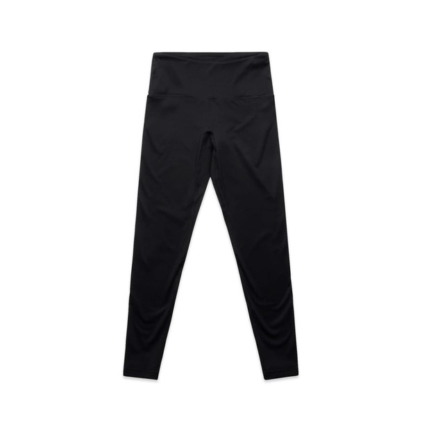 Active seamless leggings in black with a high waist, featuring a logo on the waistband.