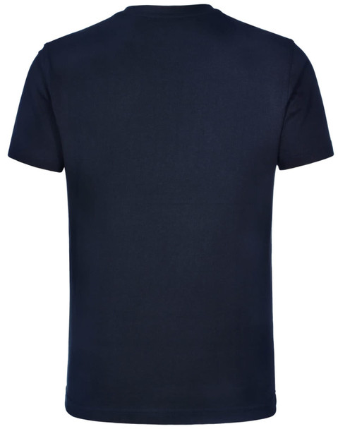 A unisex cotton t-shirt in navy blue, featuring a plain back and no visible branding.