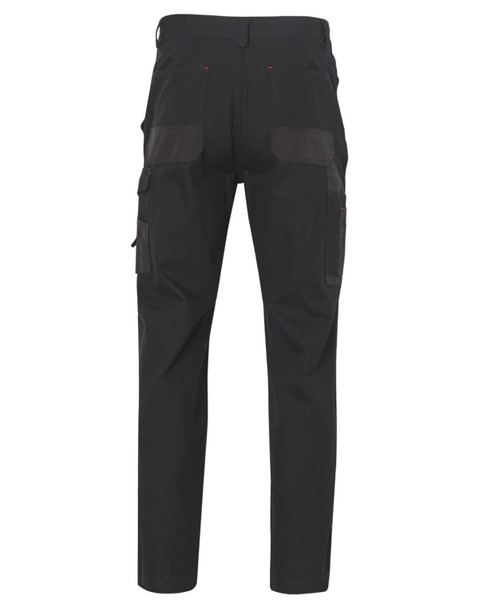 Heavy Duck Weave Dura-Wear work pants in black, featuring multiple pockets and a logo. Rear view depicted.