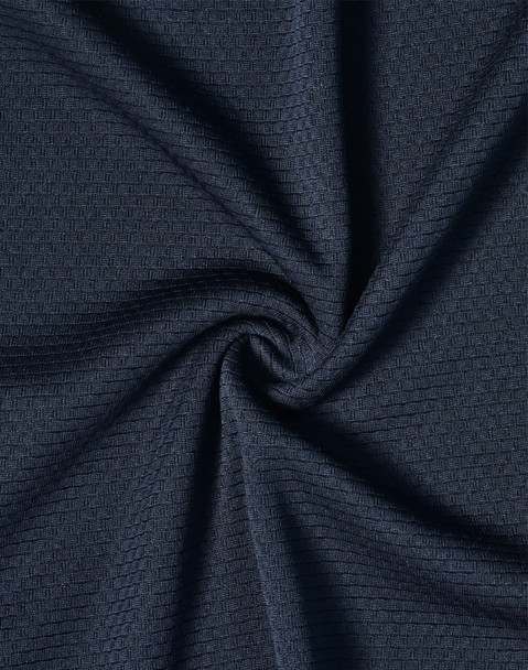 A textured fabric in a deep navy blue shade, showcasing a subtle pattern and soft, breathable quality.