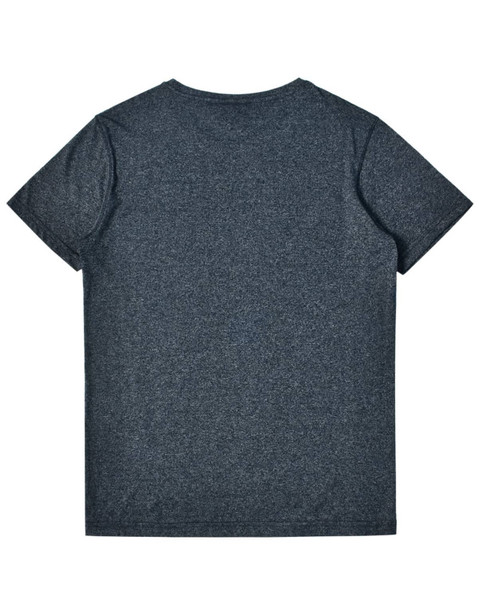 A men's cool heather short-sleeve tee in a dark grey hue, featuring a smooth, soft texture and a logo.