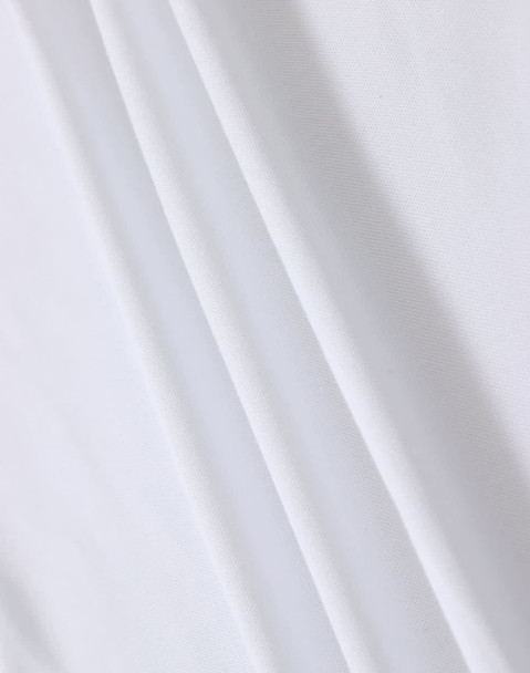 A white fabric featuring smooth folds, suitable for a polo shirt. The material appears lightweight with a subtle texture.
