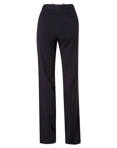 Women's utility pants in black, featuring a flexi waist and straight leg design. Includes a back pocket and logo.