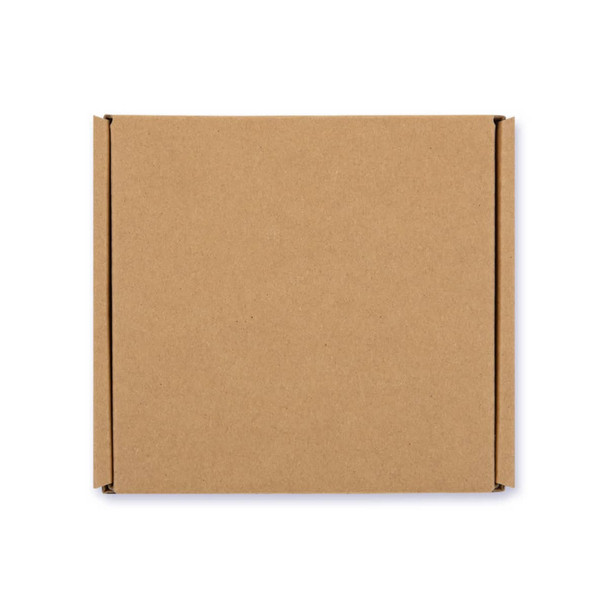 A plain brown cardboard box with flaps.