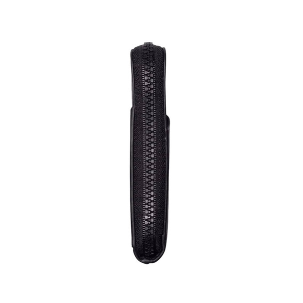 A black Thread Zipper Wallet with a textured surface and a prominent zipper along the side.