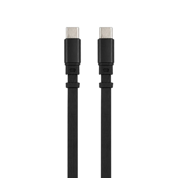 A black 100W charging cable with USB-C connectors on both ends. Features a sleek, flat design.