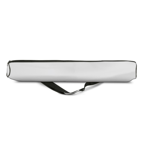 A grey cooler sling bag with a black strap, featuring a logo on the side.