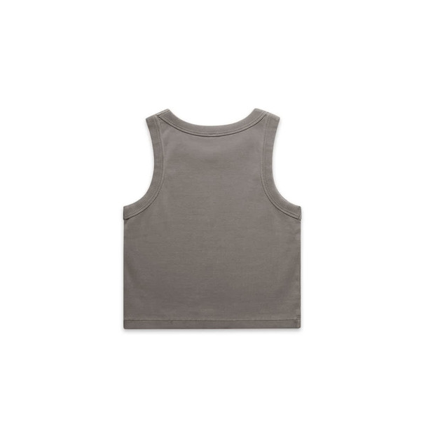 A faded organic rib crop tank in a muted grey tone, featuring a simple design and no visible logos.