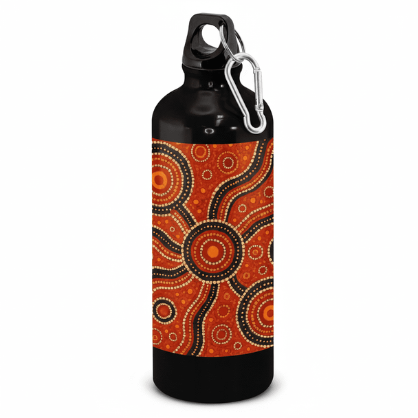 A drink bottle with aboriginal design