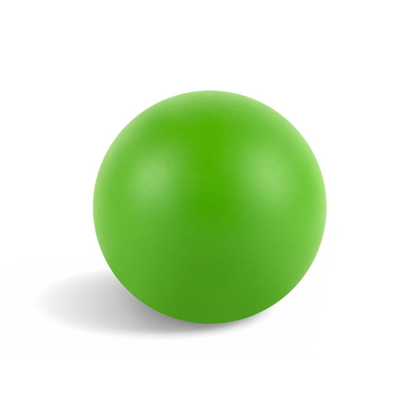A bright green ball with a smooth surface, displayed against a white background. The ball has a logo on it.