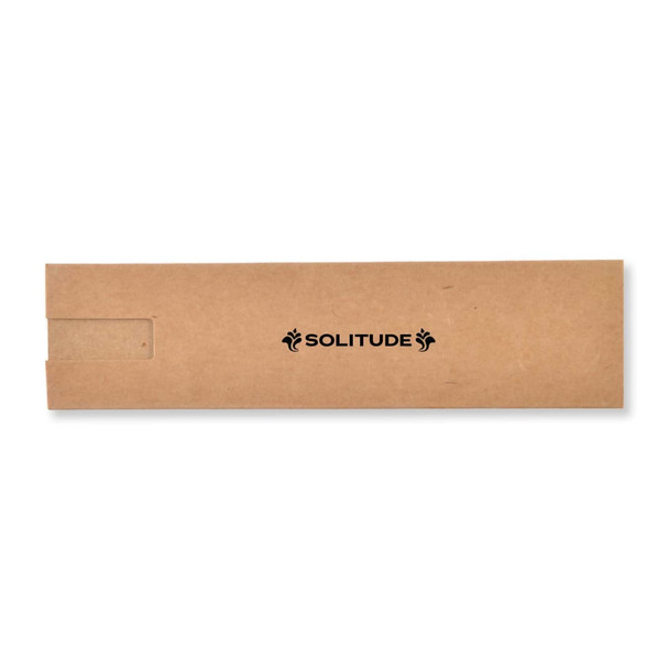 A brown cardboard box featuring a logo, designed for packaging, with a slit for easy opening.