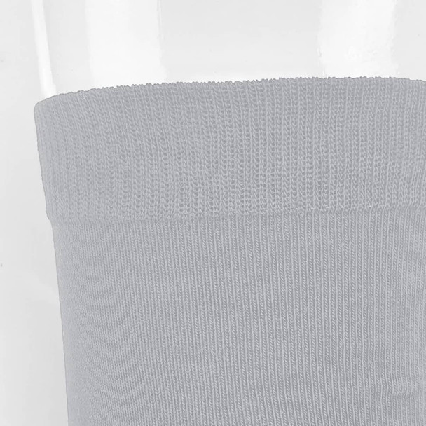 A pair of light grey business socks with a ribbed cuff detail, displayed against a neutral background.