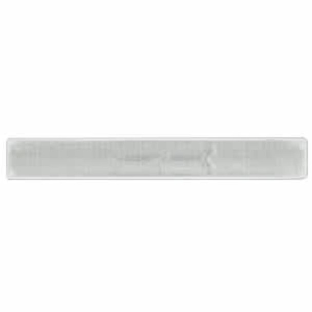 A reflective slap wristband in a light grey colour, featuring a logo or branding.
