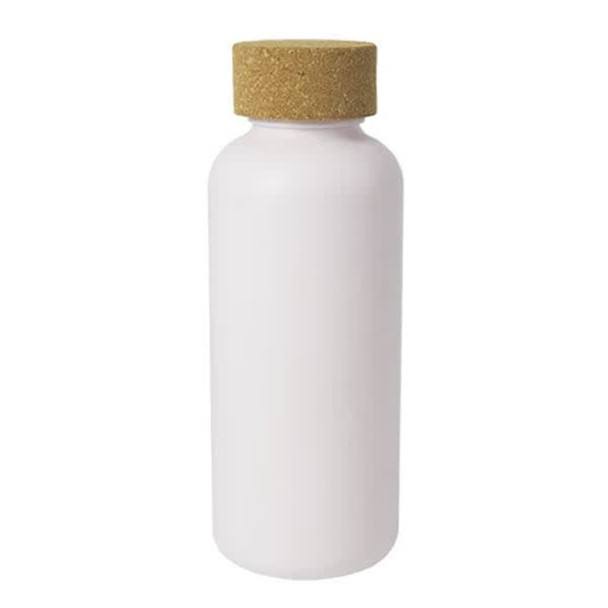 A drink bottle in a sleek white finish with a textured cork lid. It holds 650ml. A drink bottle in a sleek white finish with a textured cork lid. It holds 650ml.