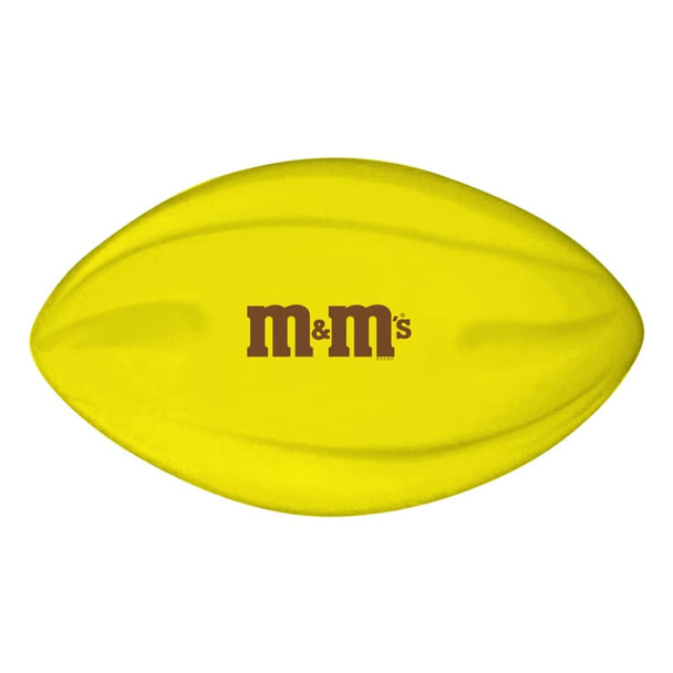 A yellow 135mm Spyro football with a logo on its surface.