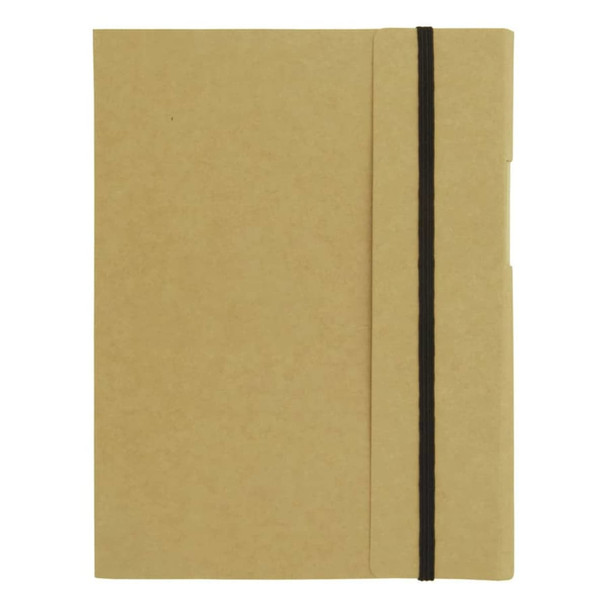 A large A5 journal book in a brown kraft cover, featuring an elastic band closure and a minimalist design.