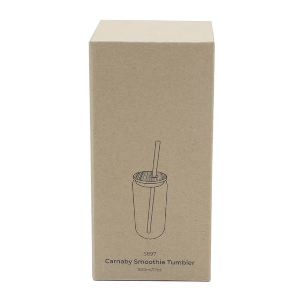 A drink bottle in a cardboard box, featuring a diagram of a tumbler with a straw. It's a 500ml size.