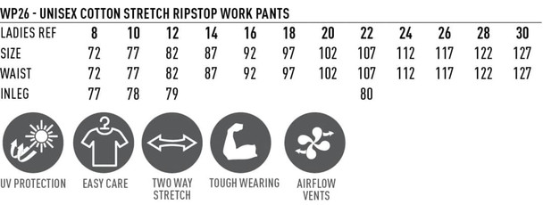 Unisex Cotton Stretch Rip Stop Work Pants