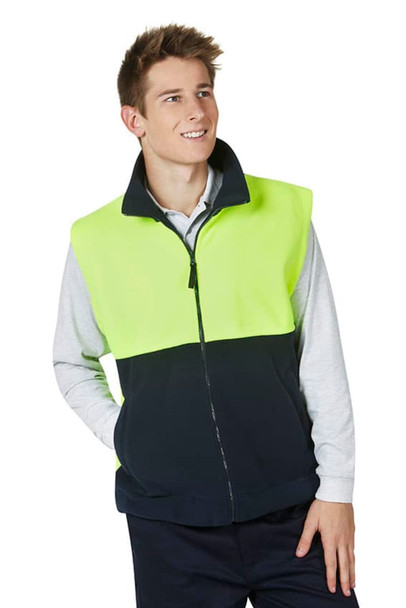 Hi Vis Half Zipped Polar Fleece Vest