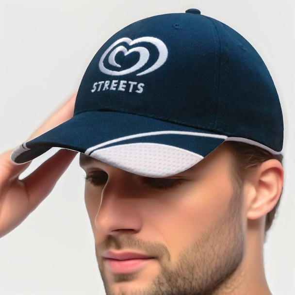 Brushed Heavy Cotton Cap with Mesh Inserts on Peak
