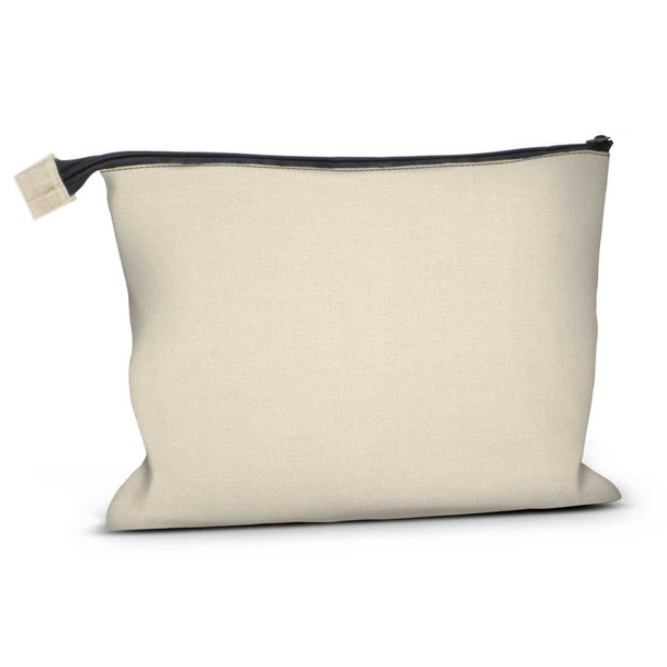 A beige Milano Toiletry Bag featuring a zip closure and a simple design.