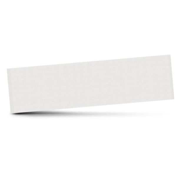A light grey towel with a textured surface, featuring a logo on one side.