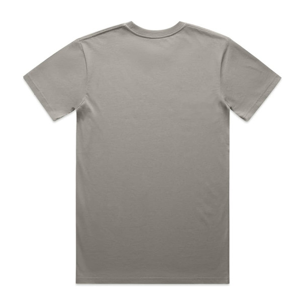 A plain grey organic cotton T-shirt featuring a back view. The shirt has a simple design and includes a logo.