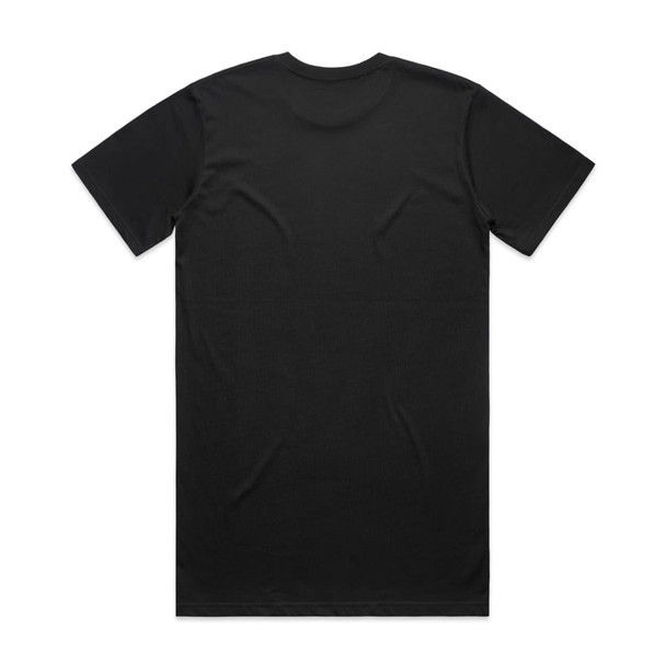 A black Classic Plus Tee with a simple design and a logo on the back, ideal for casual wear.