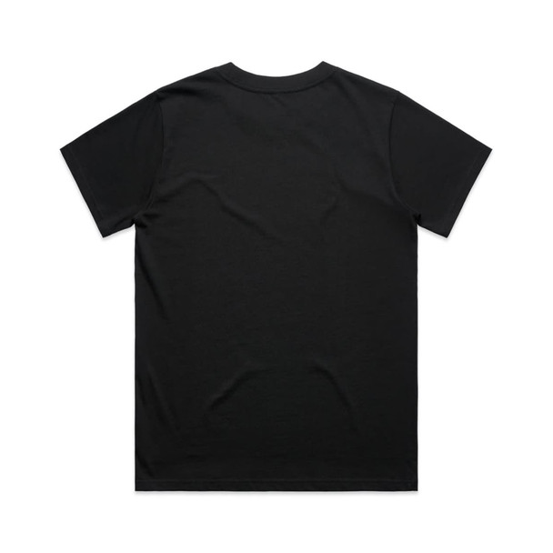A black t-shirt with a classic fit, featuring a plain back design and no visible branding.