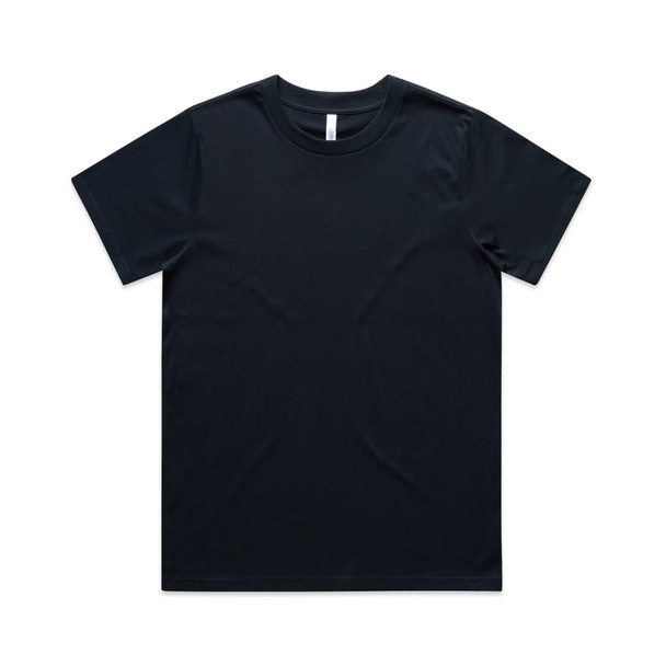 A black classic T-shirt featuring a round neck and short sleeves, also with a branded label.