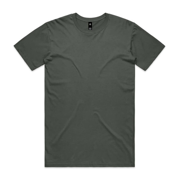 A green T-shirt with a round neckline and short sleeves, featuring a logo on the label.