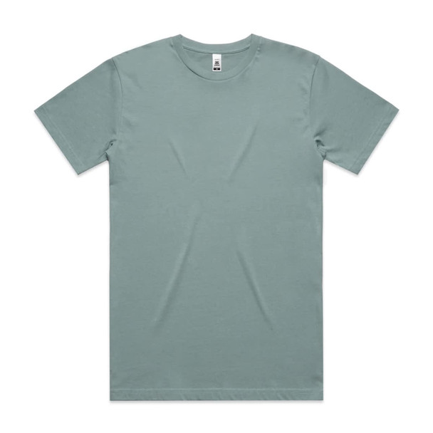 A green Block Tee made from soft fabric, featuring a crew neck and short sleeves. The shirt has a branding logo.
