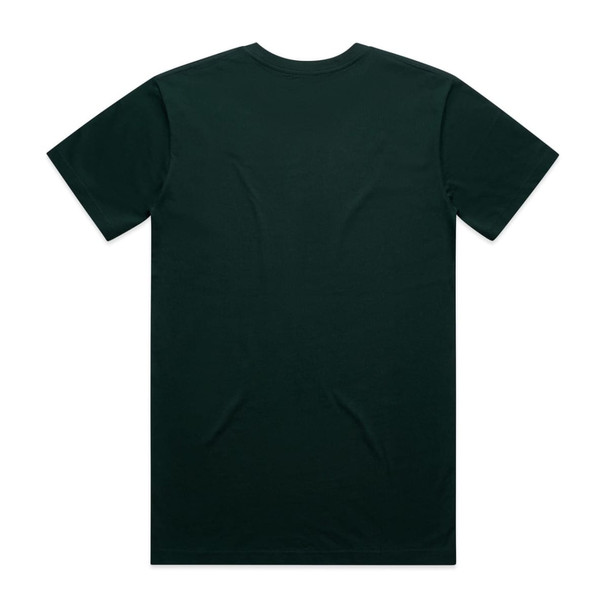 A dark green t-shirt featuring short sleeves and a plain back. The shirt has a logo on the label.