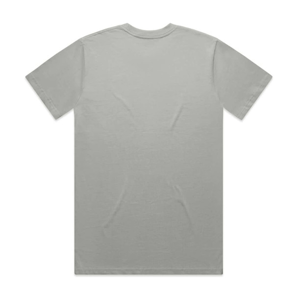 A light grey T-shirt with short sleeves and a plain back view. It features a logo.