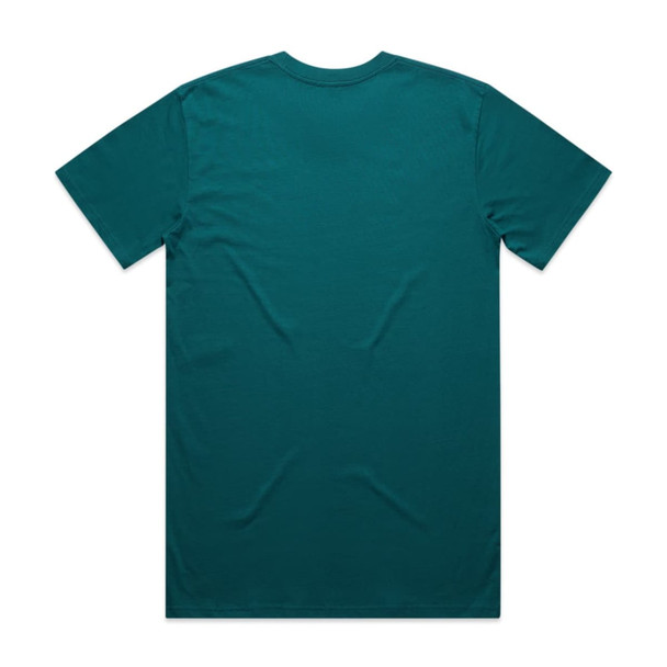 A teal Classic Tee, featuring a simple design with a logo on the back.