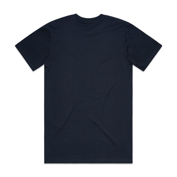 A navy blue classic tee t-shirt with short sleeves and a plain back, featuring a logo at the neckline.